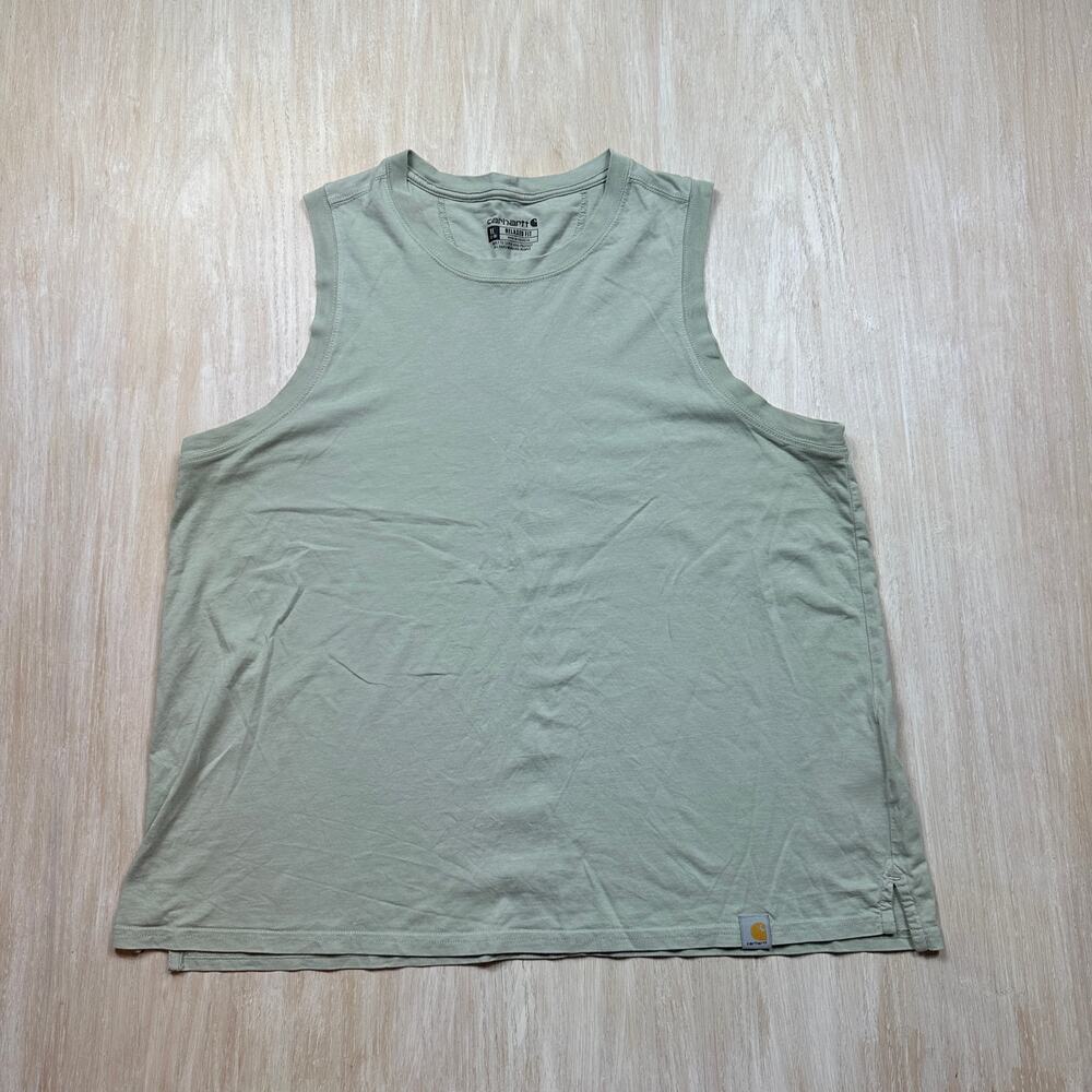 Carhartt Tencel Relaxed Fit Sage Green Lightweight Sleeveless Work Tank Top XL